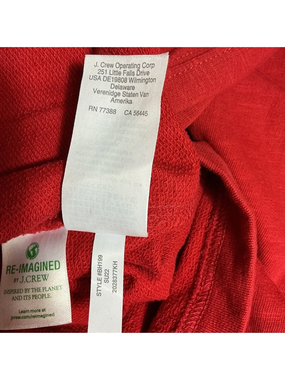 J J.Crew Men’s L Red Long Sleeve Pocket T-Shirt 100% Cotton Re-Imagined casual